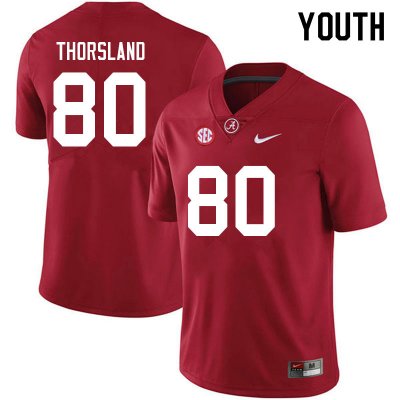 NCAA Youth Alabama Crimson Tide #80 Adam Thorsland Stitched College 2021 Nike Authentic Crimson Football Jersey OH17H37PB